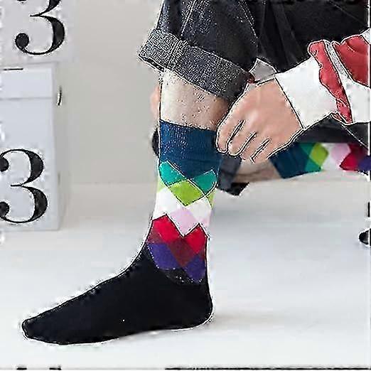 12 Pairs Mens Rhombus Basketball Socks Gradient Pattern Sports Crew Socks - Image 5