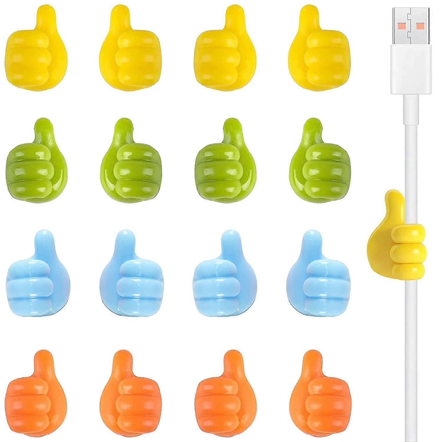 16pcs Cable Holders Thumb Gesture Hooks Desktop Wire Organizer Clips - Image 1