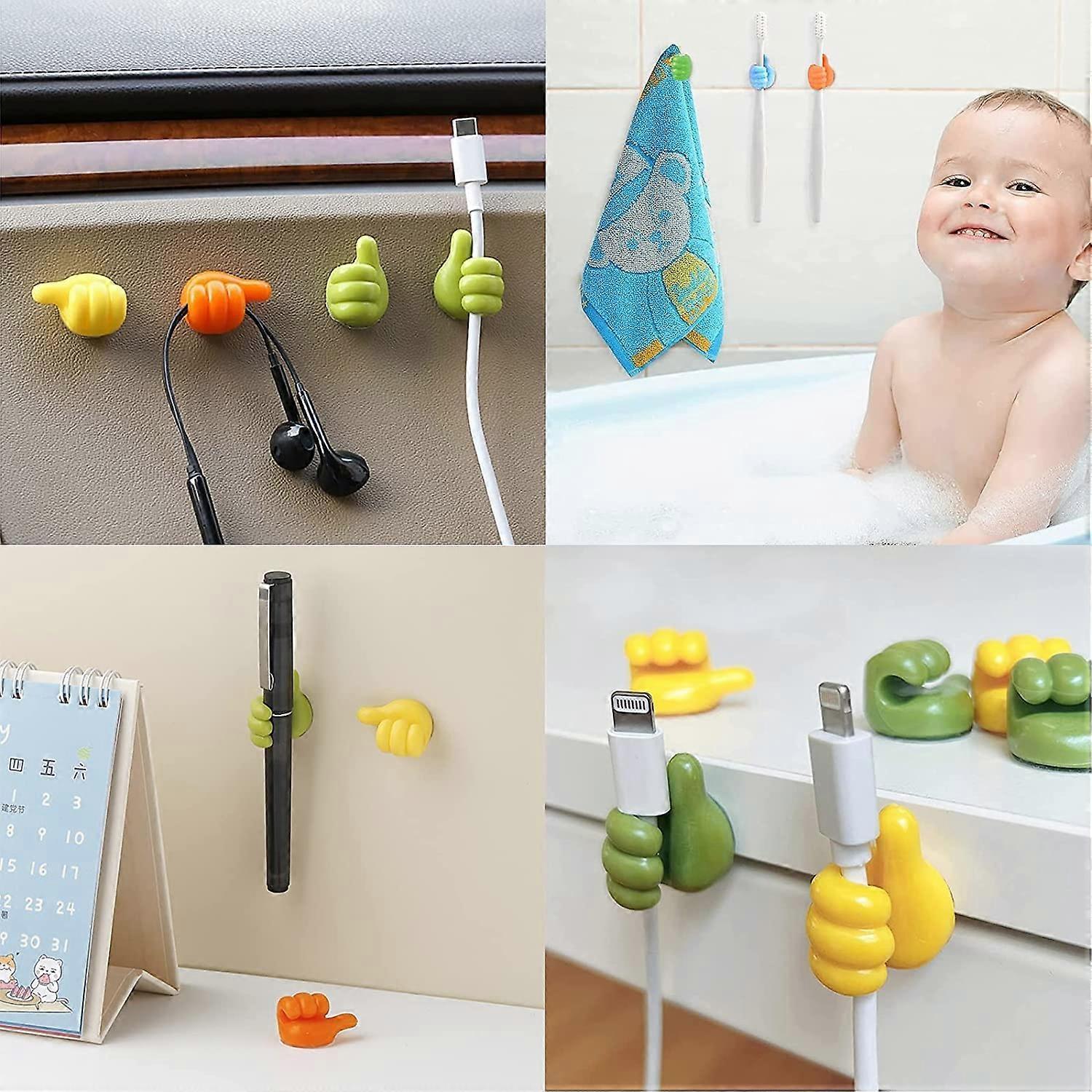 16pcs Cable Holders Thumb Gesture Hooks Desktop Wire Organizer Clips - Image 3