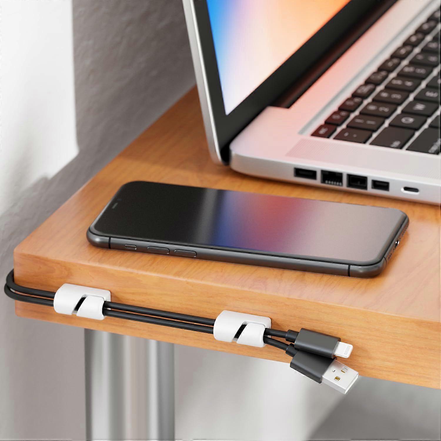 4-Pack White Cable Holders Self-Adhesive Clips for Wall Baseboard Cord Organizer - Image 4