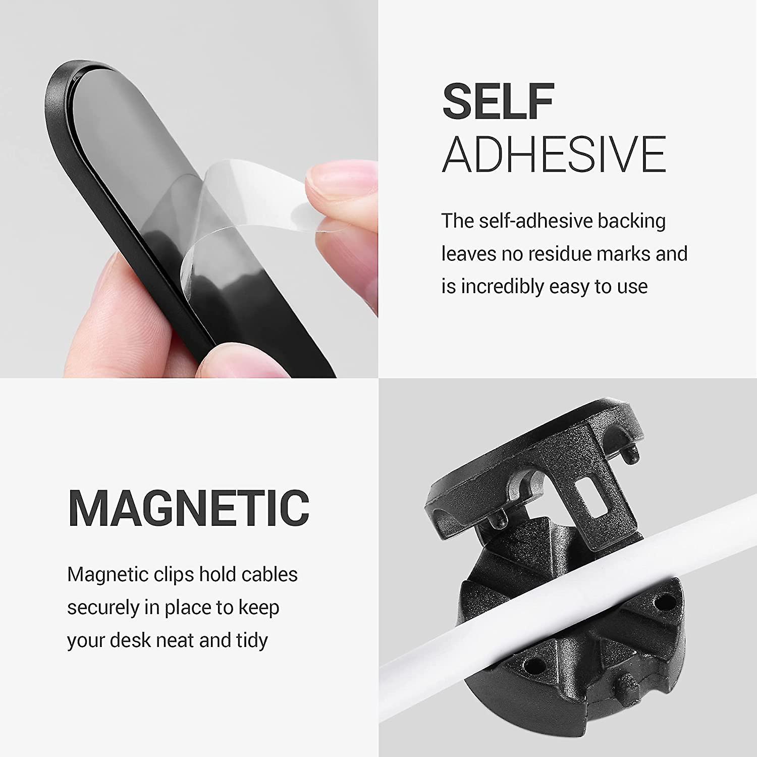 2pcs grip Cable Holders Black Cord Organizer for Desktop or Nightstand - Image 3