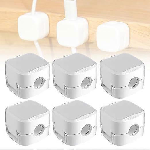 6-Pack White grip Cable Clips Desk Cord Organizer Self-Adhesive Cable Holder - Image 1