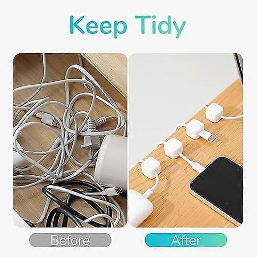 6-Pack White grip Cable Clips Desk Cord Organizer Self-Adhesive Cable Holder - Image 3