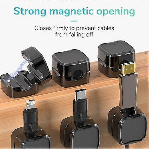 6-Pack Black grip Cable Clips Desk Organizer Adhesive Wire Holder - Image 2