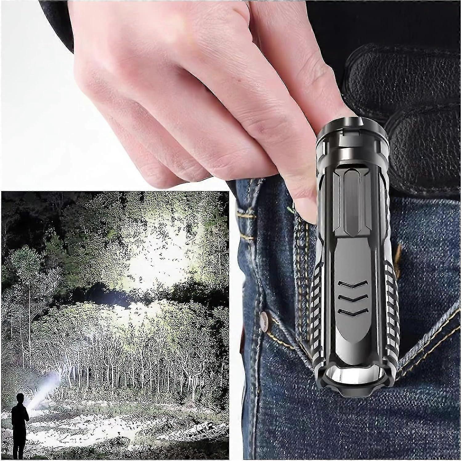 Multifunctional Waterproof Rechargeable Flashlight (Black, 1pc) - Image 2