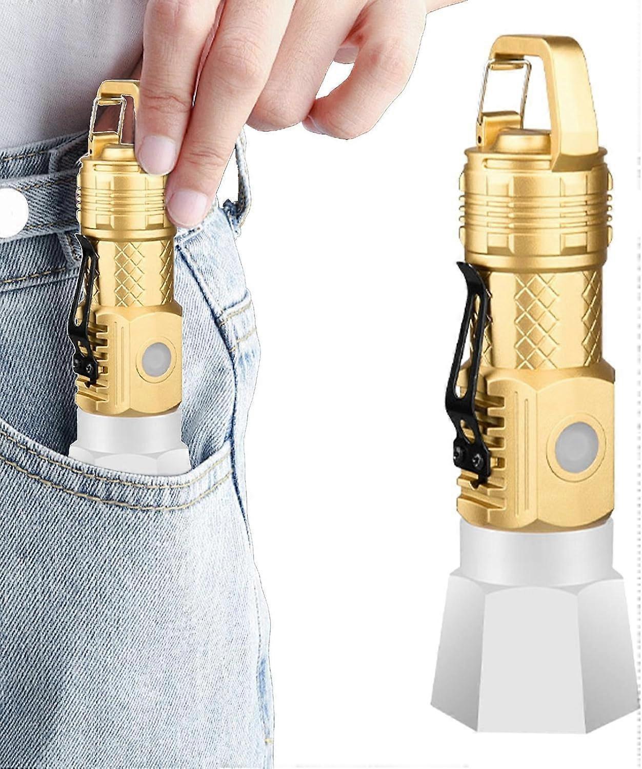 Camping Flashlight Small Waterproof LED Torch with Hook USB Rechargeable - Image 1