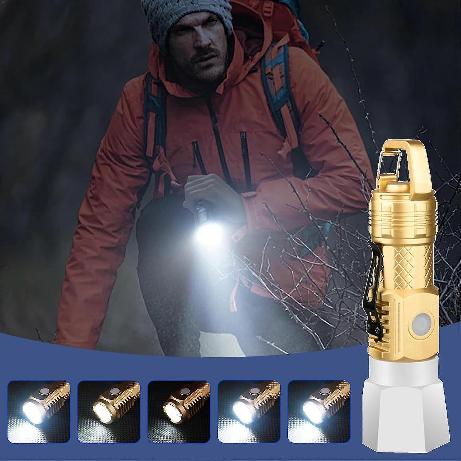 Camping Flashlight Small Waterproof LED Torch with Hook USB Rechargeable - Image 2
