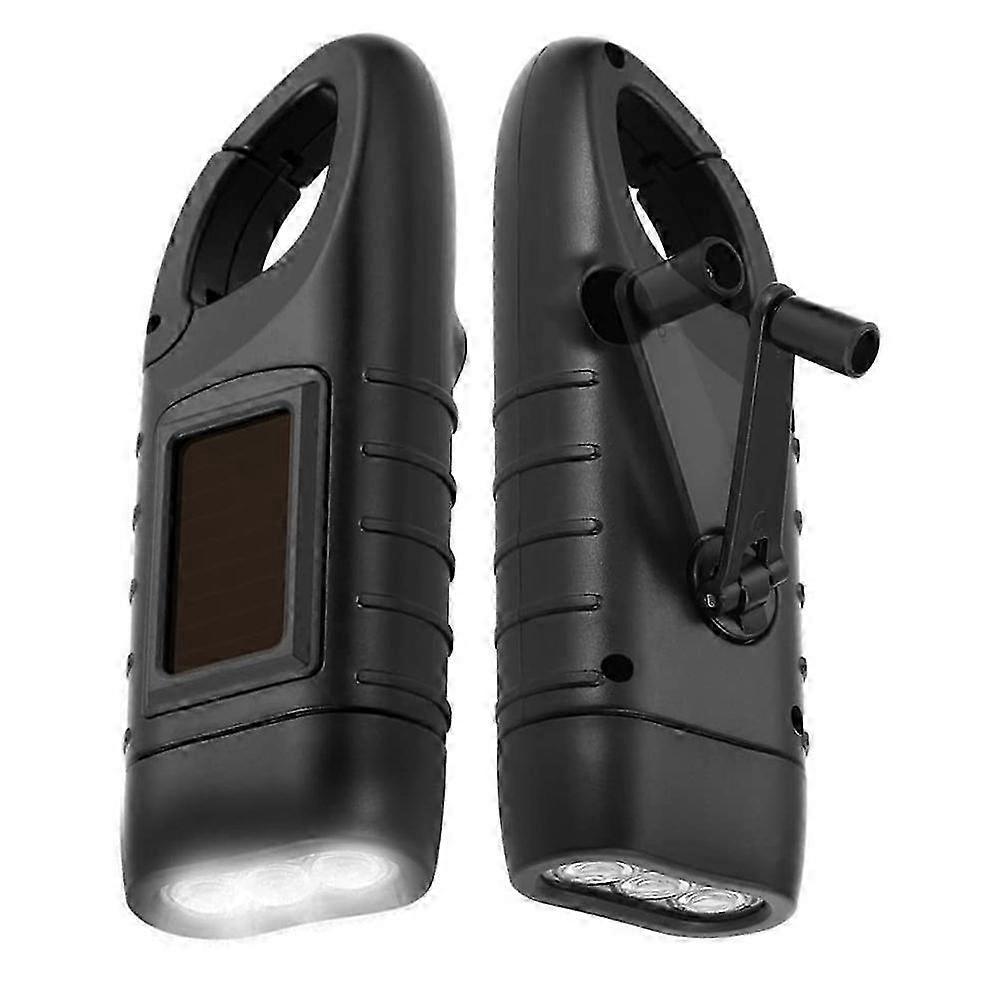 2pcs Hand-Crank Solar Flashlights Emergency Mini LED Torch for Survival Kits - Image 1