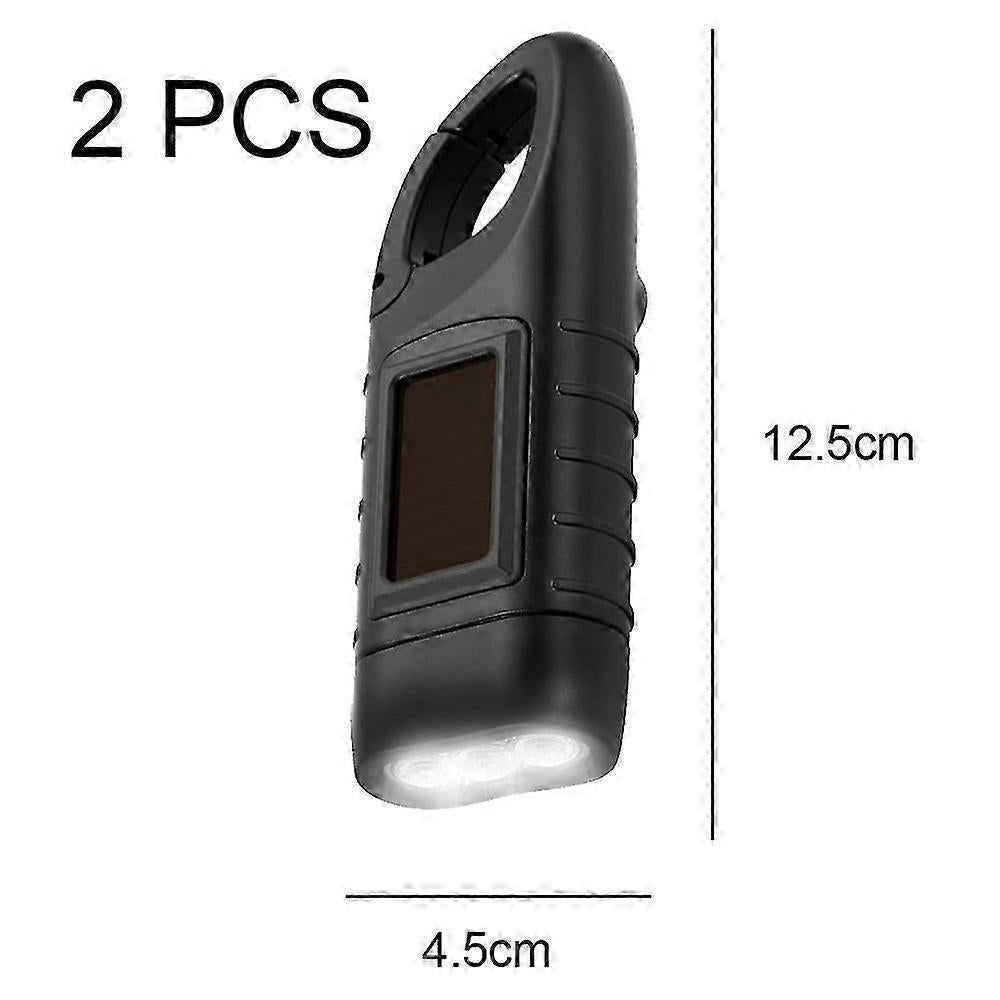 2pcs Hand-Crank Solar Flashlights Emergency Mini LED Torch for Survival Kits - Image 2