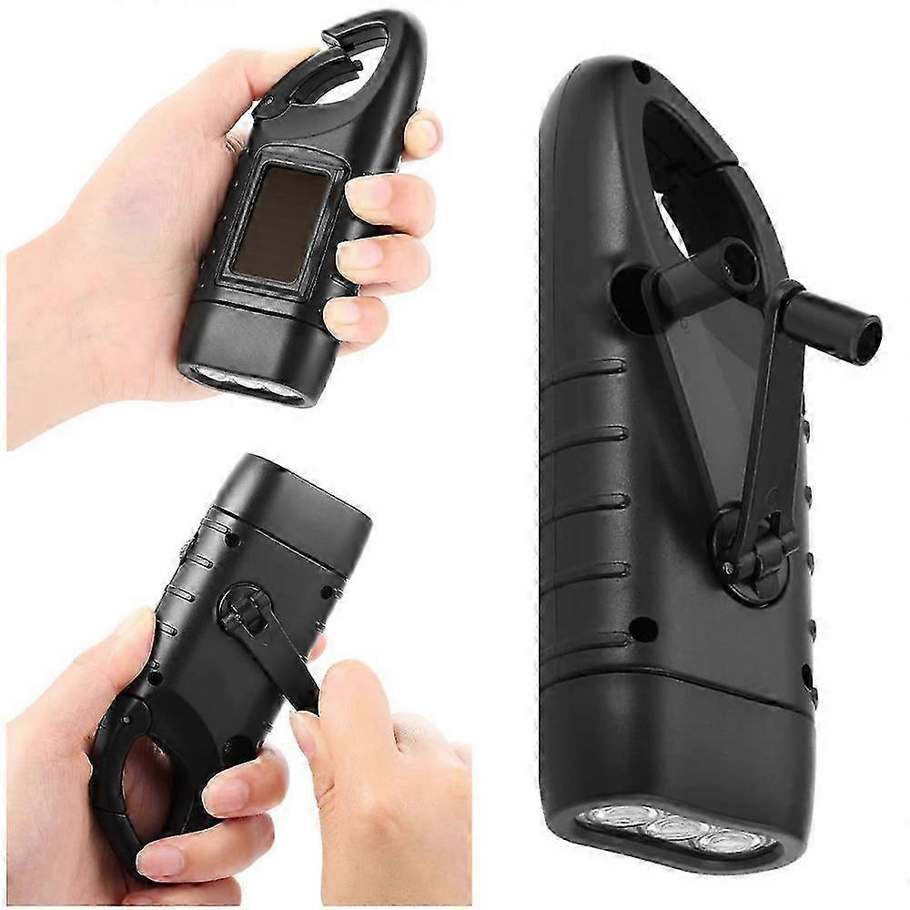 2pcs Hand-Crank Solar Flashlights Emergency Mini LED Torch for Survival Kits - Image 3
