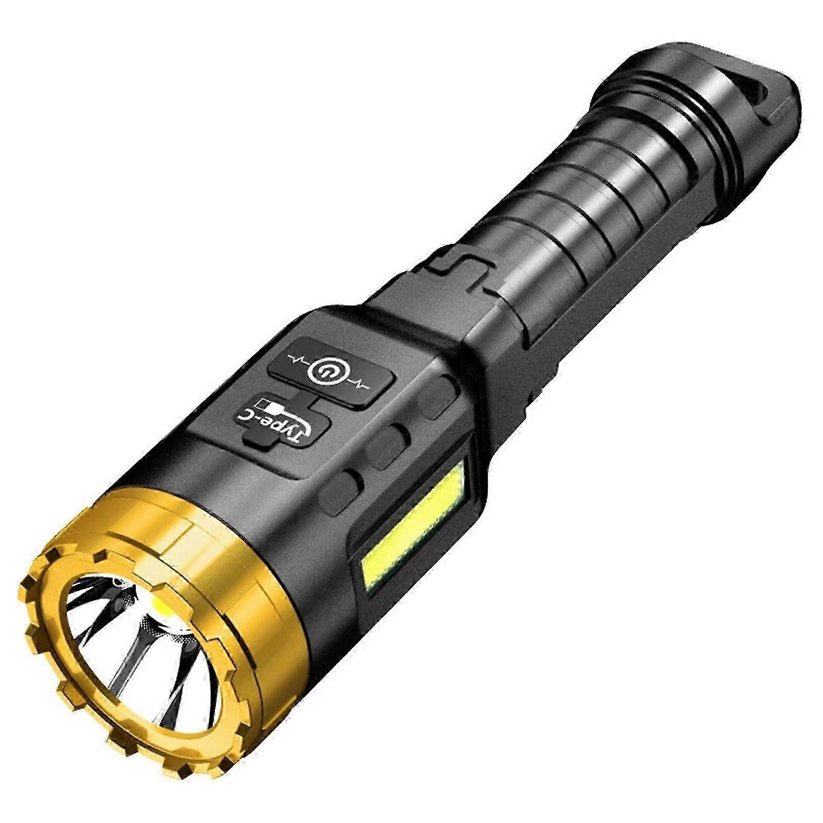 Rechargeable LED Flashlight with COB Sidelight for Camping & Emergency Use - Image 1