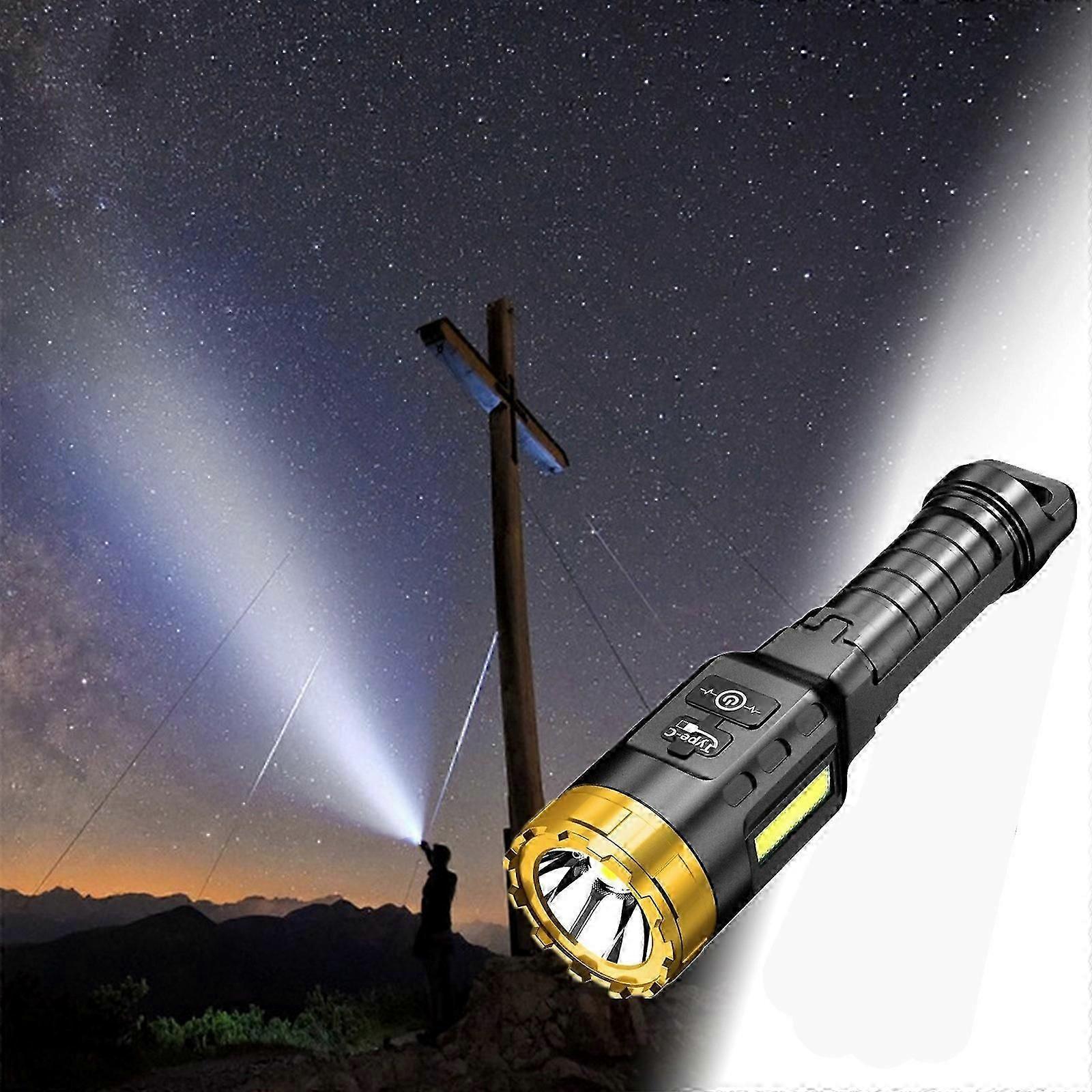 Rechargeable LED Flashlight with COB Sidelight for Camping & Emergency Use - Image 2