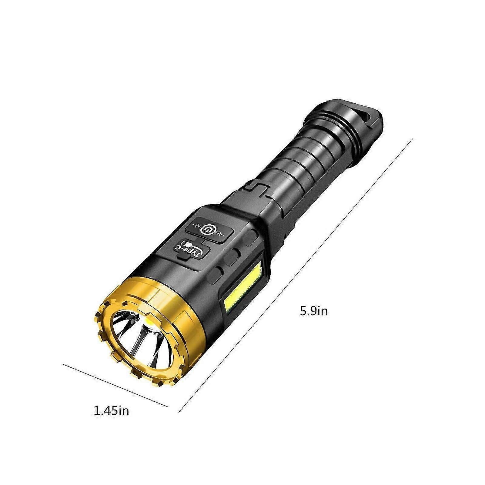 Rechargeable LED Flashlight with COB Sidelight for Camping & Emergency Use - Image 3