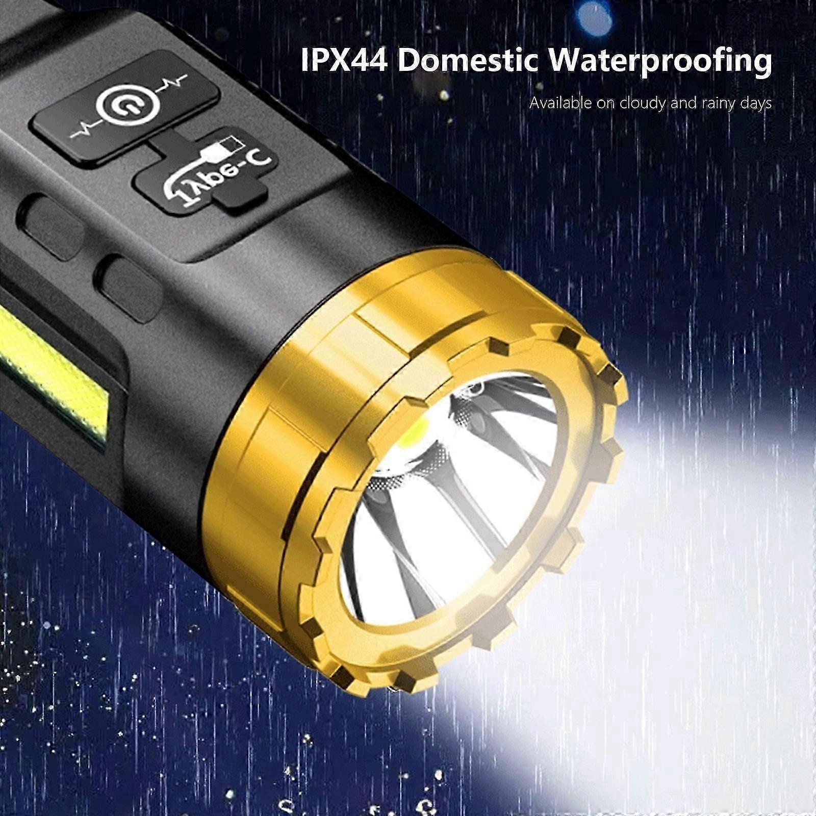 Rechargeable LED Flashlight with COB Sidelight for Camping & Emergency Use - Image 4
