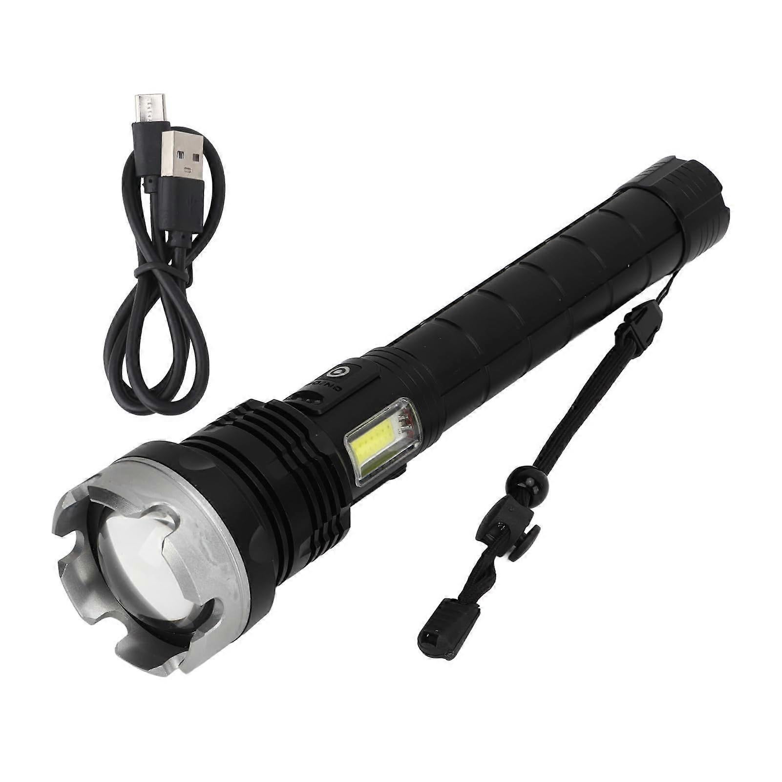 Super Bright Zoomable Flashlight USB Rechargeable Waterproof Aluminum Outdoor Torch - Image 1