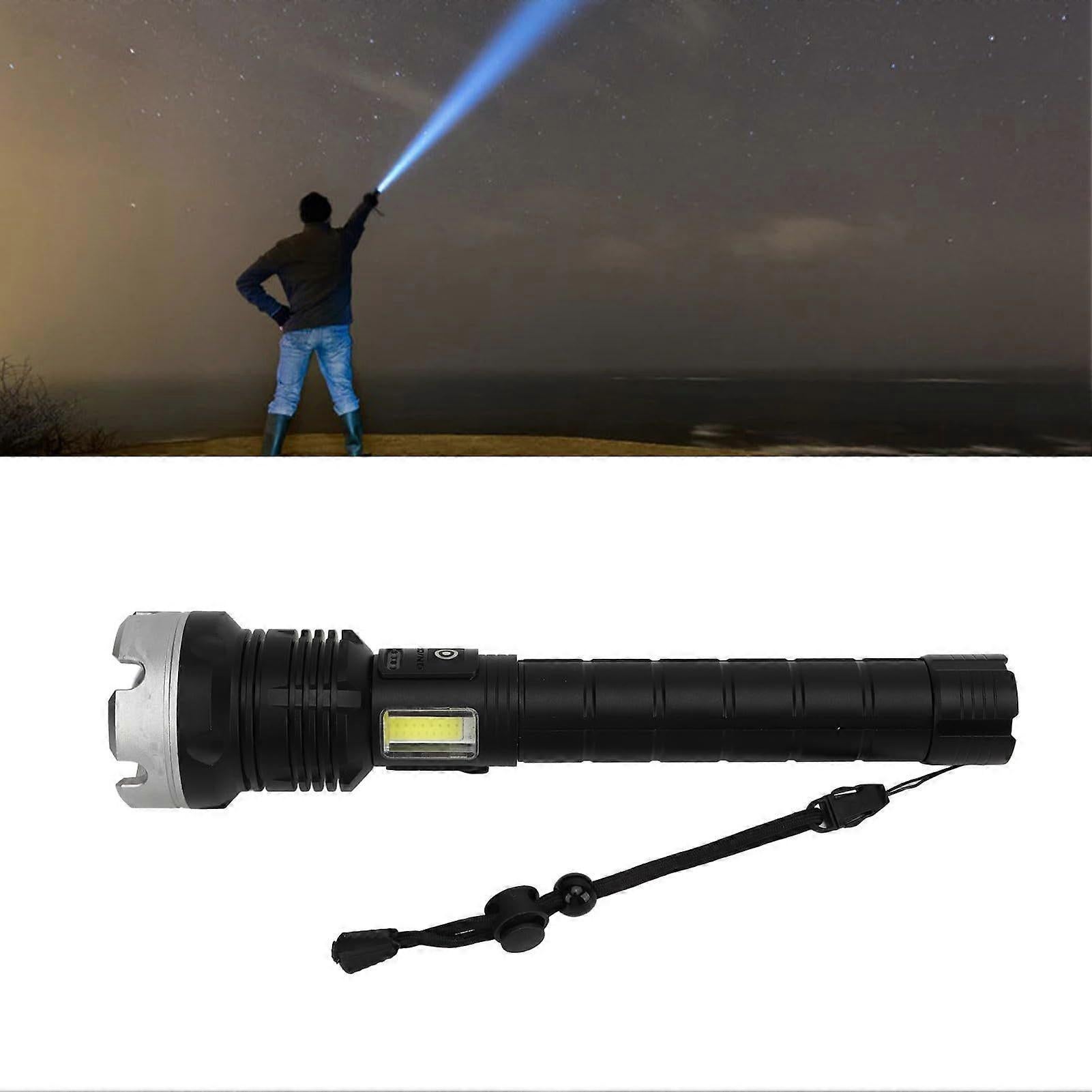Super Bright Zoomable Flashlight USB Rechargeable Waterproof Aluminum Outdoor Torch - Image 4