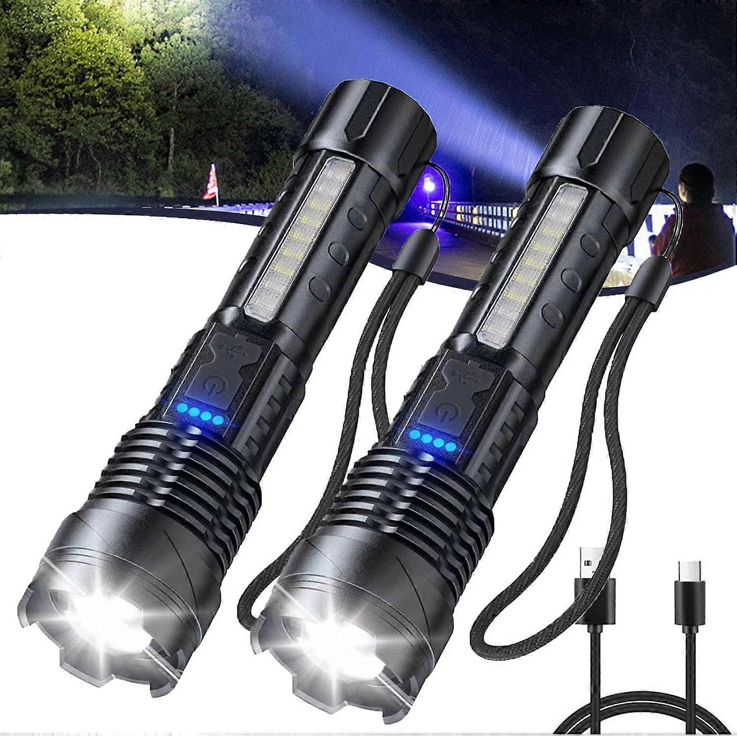 2pcs Tactical A70 LED Flashlight Economical Upgrade Rechargeable Outdoor Torch - Image 1