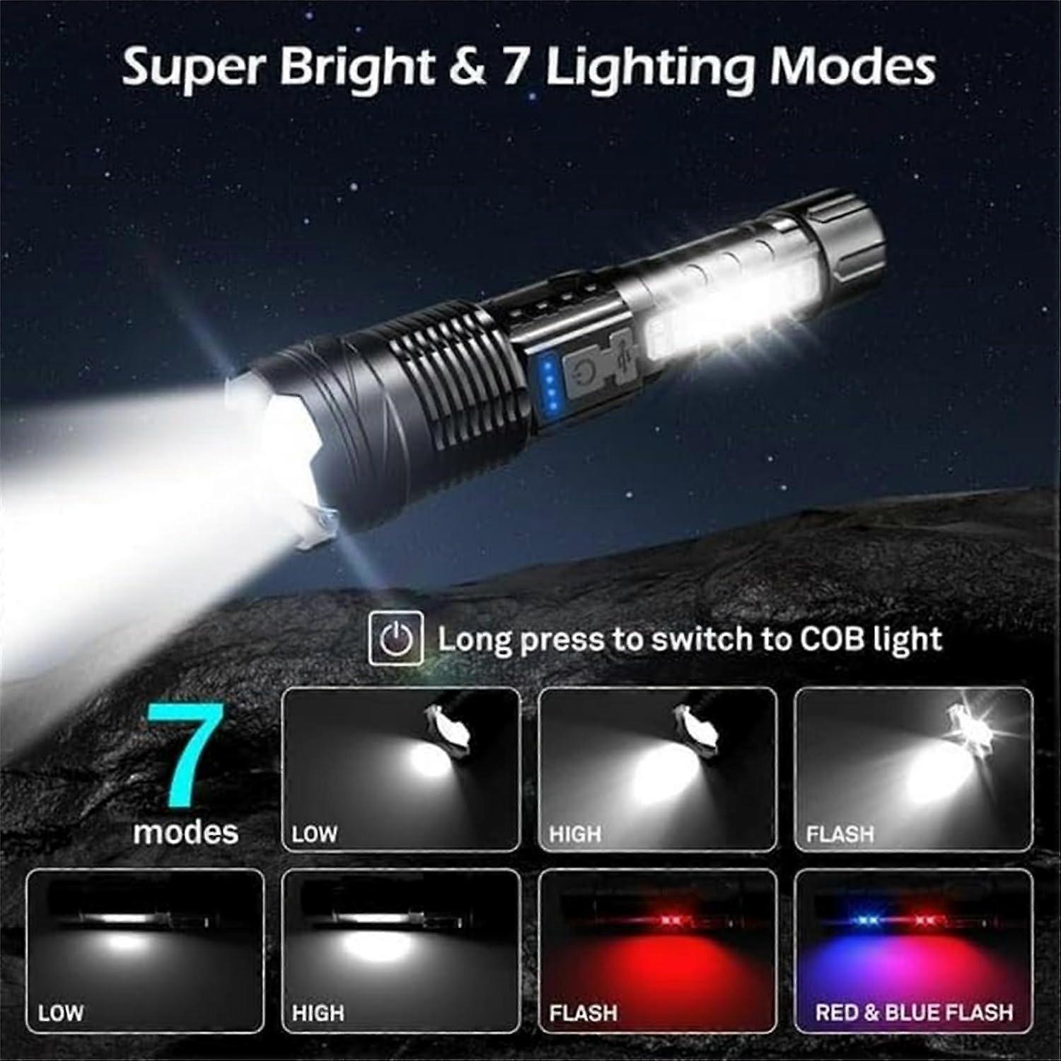 2pcs Tactical A70 LED Flashlight Economical Upgrade Rechargeable Outdoor Torch - Image 2
