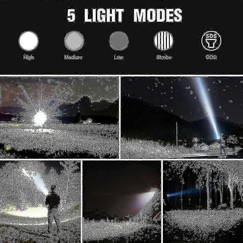 P70 High Power Flashlight Portable Outdoor Torch Rechargeable LED Light - Image 5