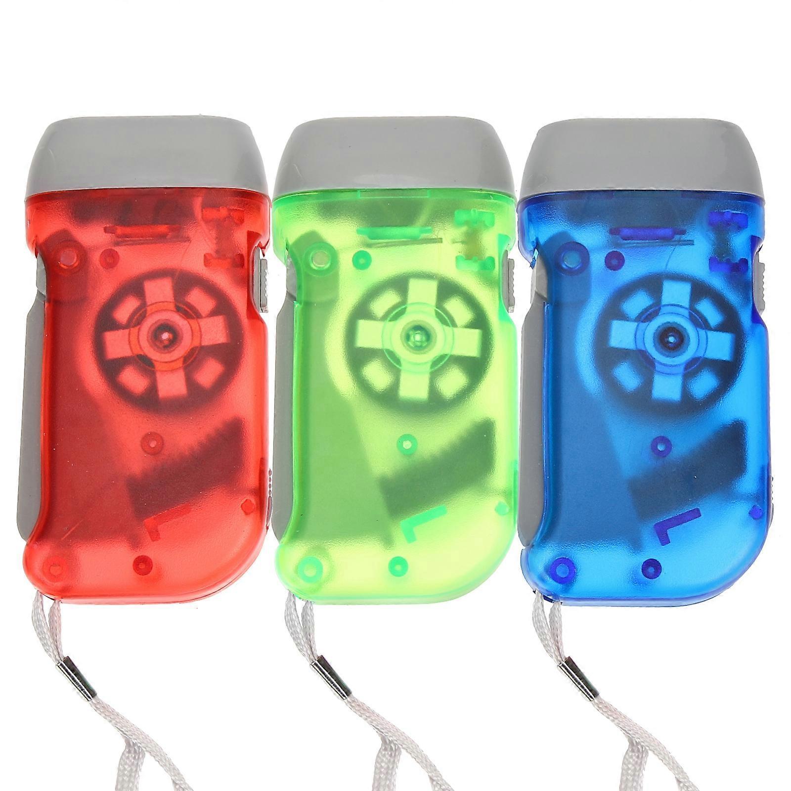 3pcs Hand Crank Flashlights Small 3-LED Emergency Colorful Portable Flashlights - Image 2