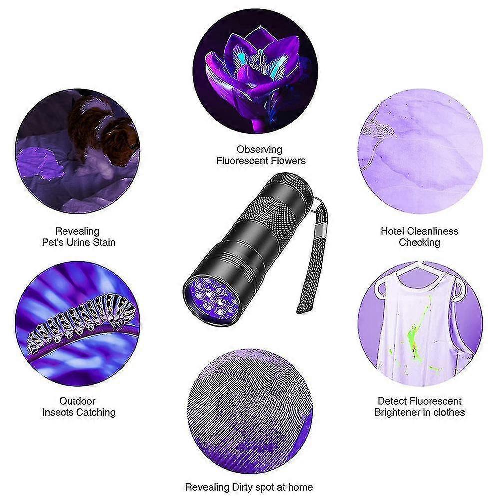 12 LED UV Flashlight Purple Ultraviolet Torch for Detection or Cleaning Use - Image 2