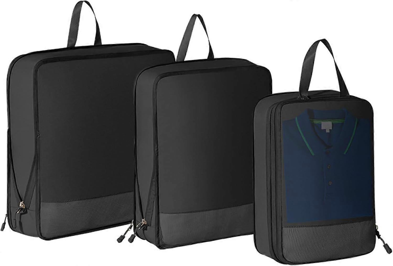 3pcs Compression Packing Cubes Expandable Luggage Organizers for Travel - Image 1