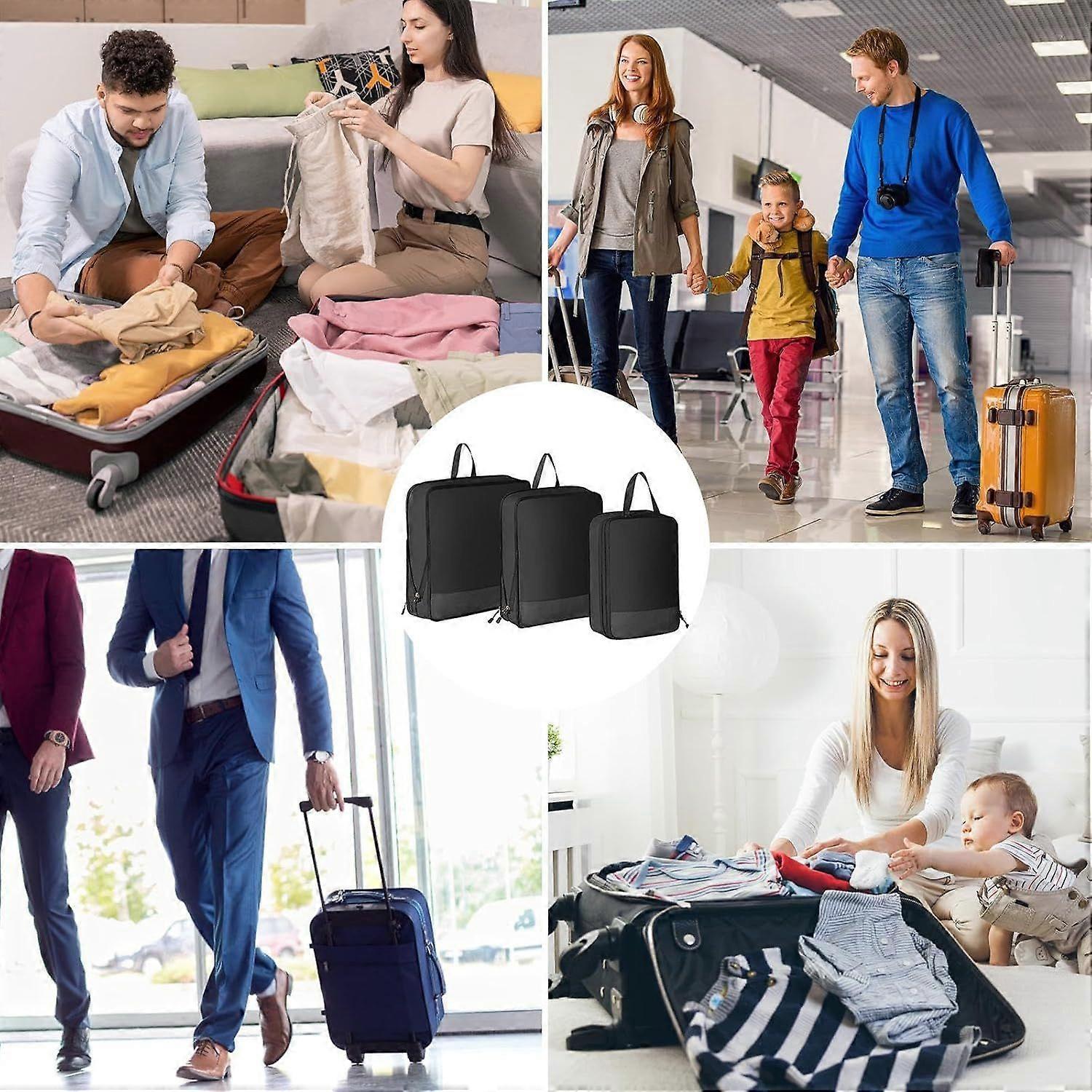 3pcs Compression Packing Cubes Expandable Luggage Organizers for Travel - Image 4
