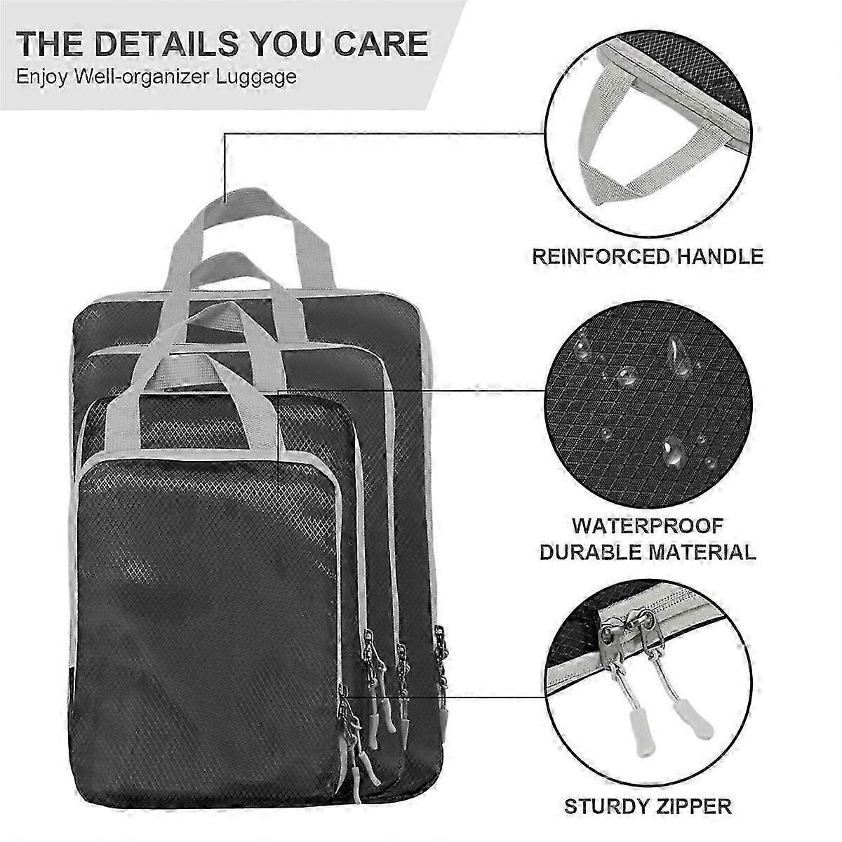 4pcs Ultralight Compression Packing Cubes for Carry-On Suitcase Travel Bags - Image 2