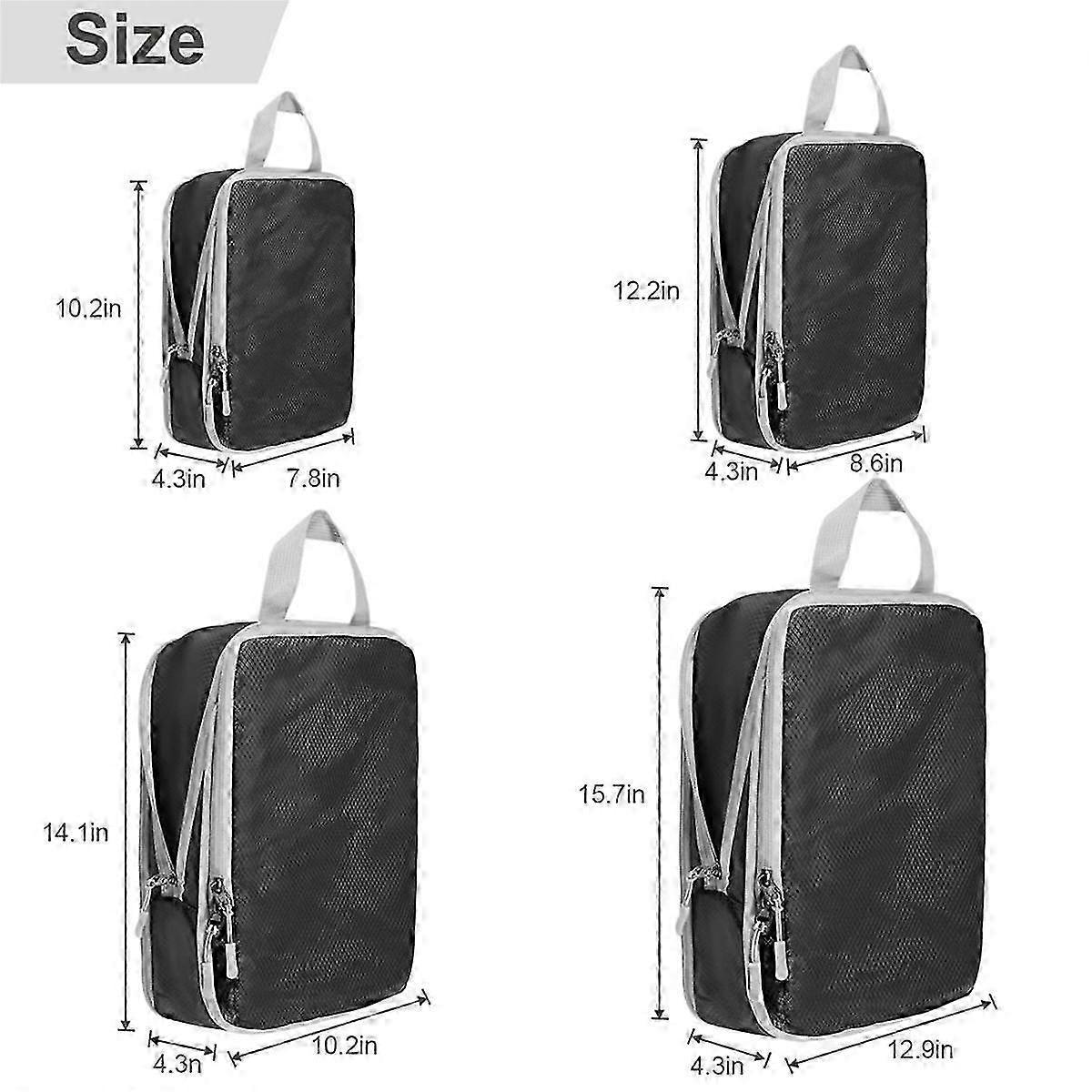 4pcs Ultralight Compression Packing Cubes for Carry-On Suitcase Travel Bags - Image 3
