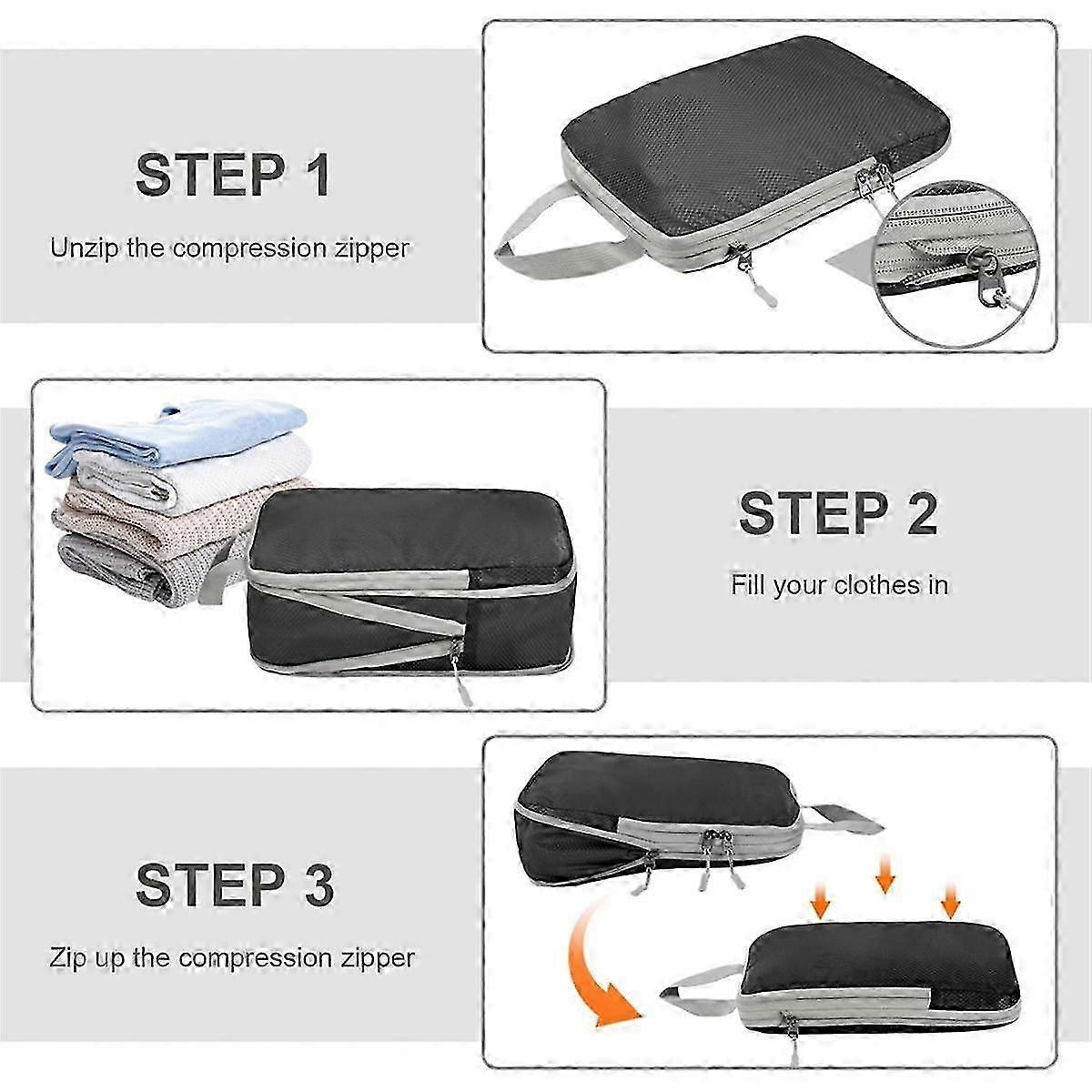 4pcs Ultralight Compression Packing Cubes for Carry-On Suitcase Travel Bags - Image 5