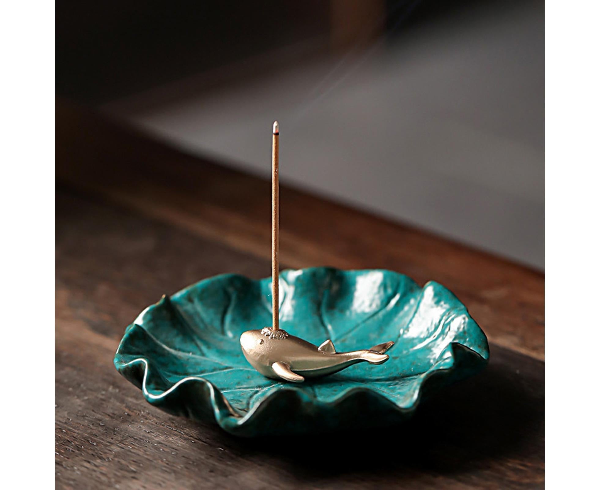 Incense Burner Handmade Decorative Ceramic Lotus Holder-I - Image 2