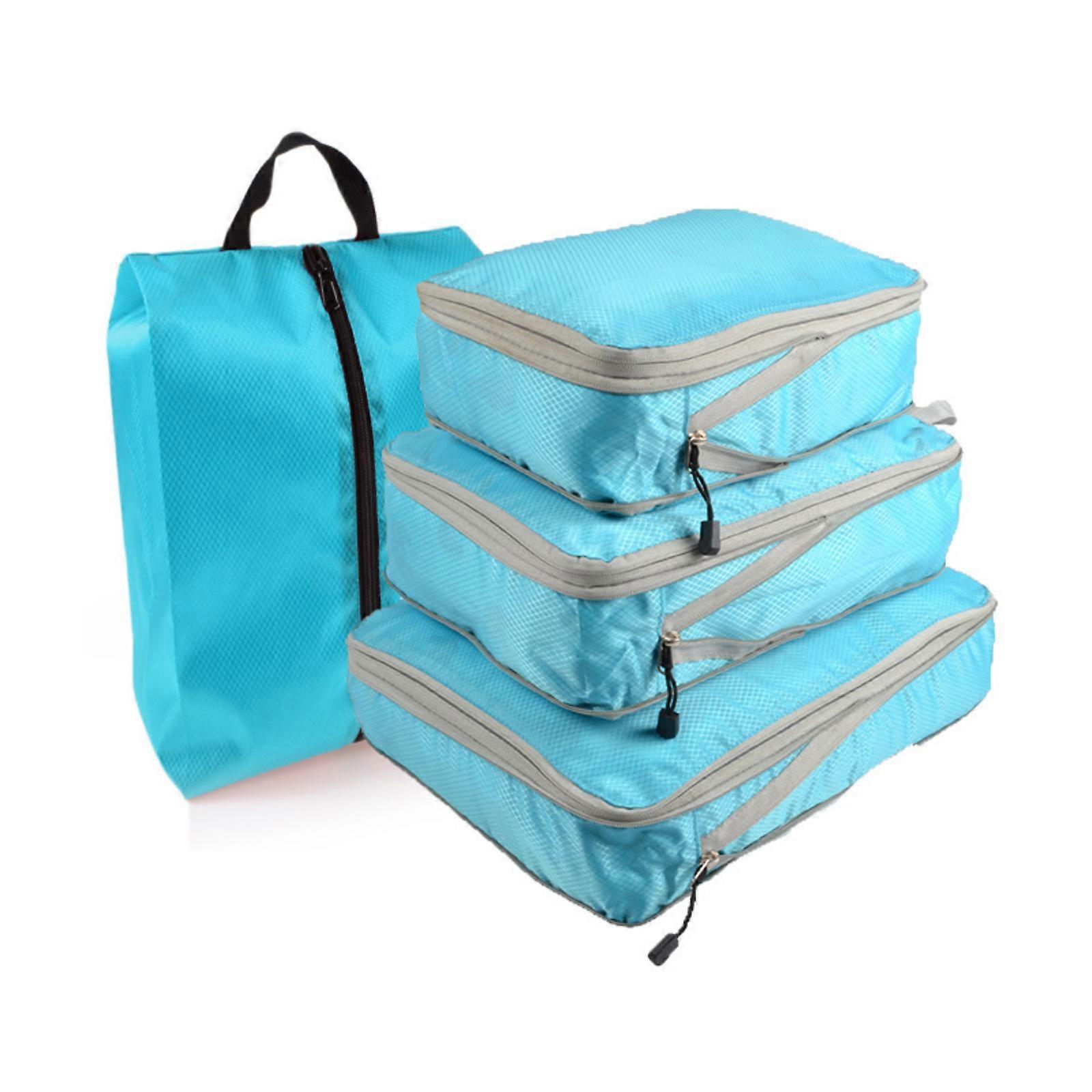 4pcs Compression Packing Cubes with Zipper Travel Luggage Organizer Set - Image 1