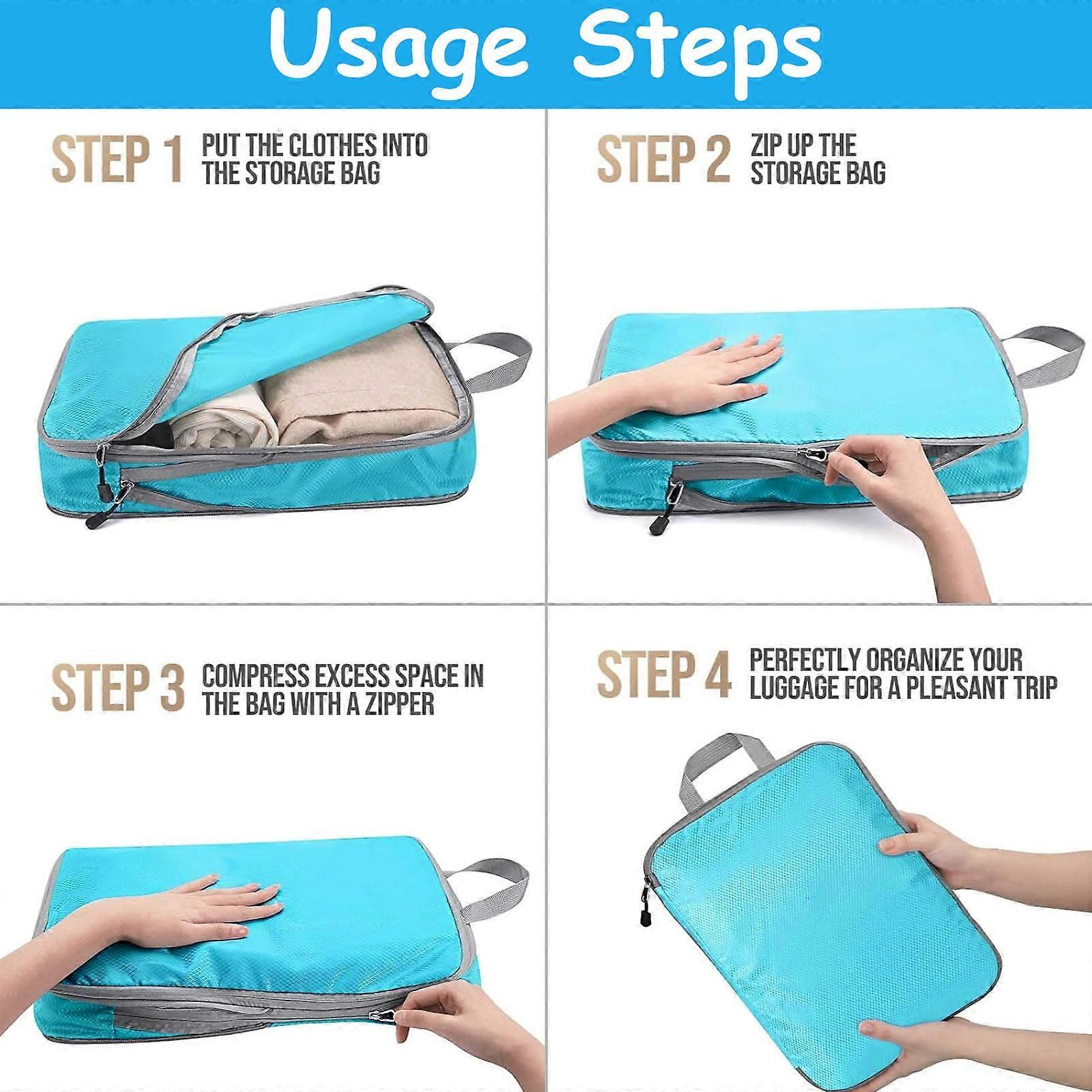 4pcs Compression Packing Cubes with Zipper Travel Luggage Organizer Set - Image 2