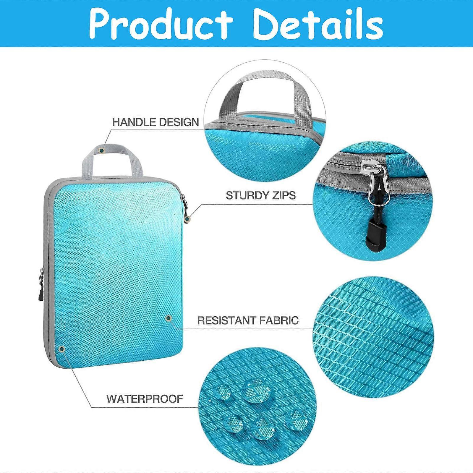 4pcs Compression Packing Cubes with Zipper Travel Luggage Organizer Set - Image 3