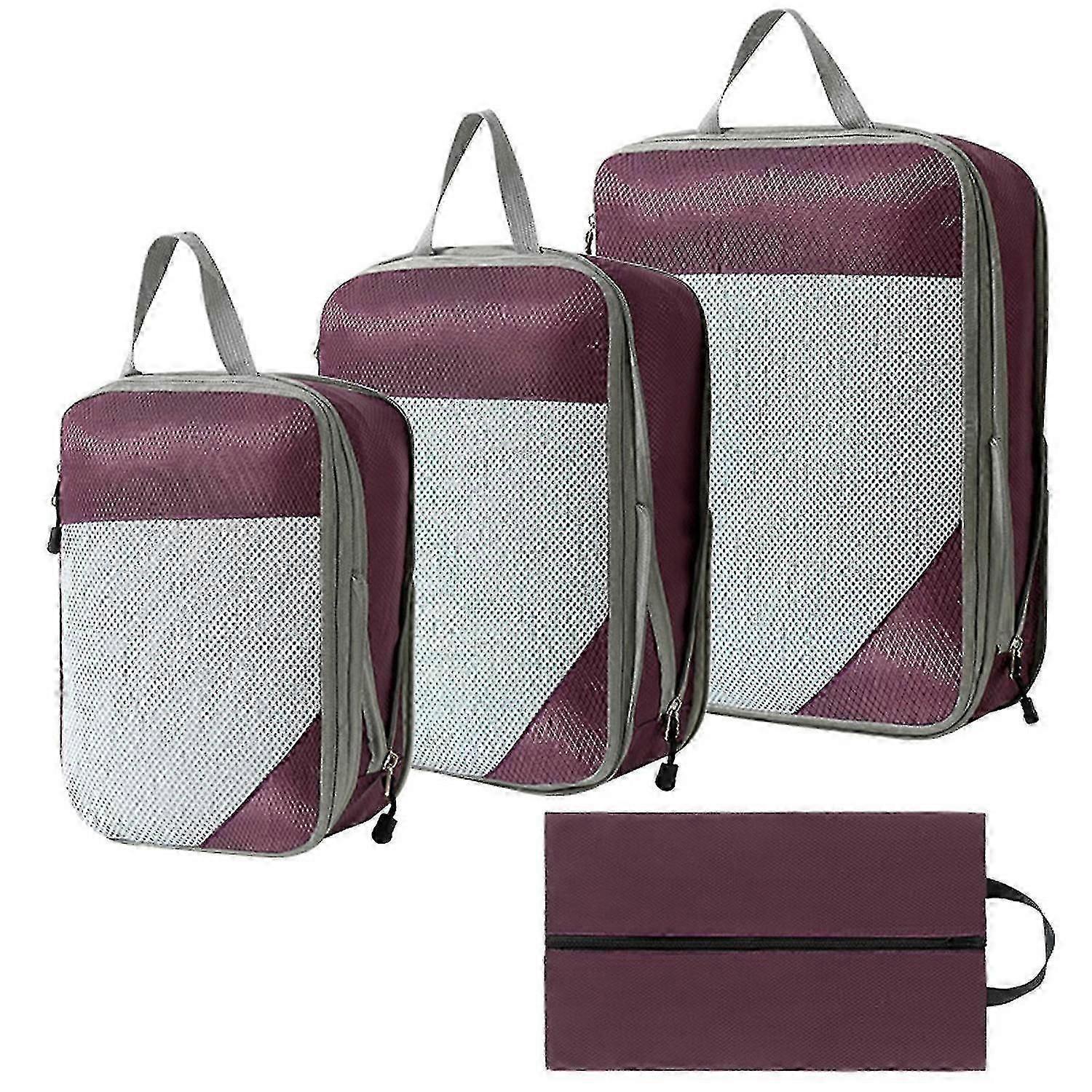 4pcs Extensible Compression Packing Cubes Suitcase Organizer for Travel - Image 1