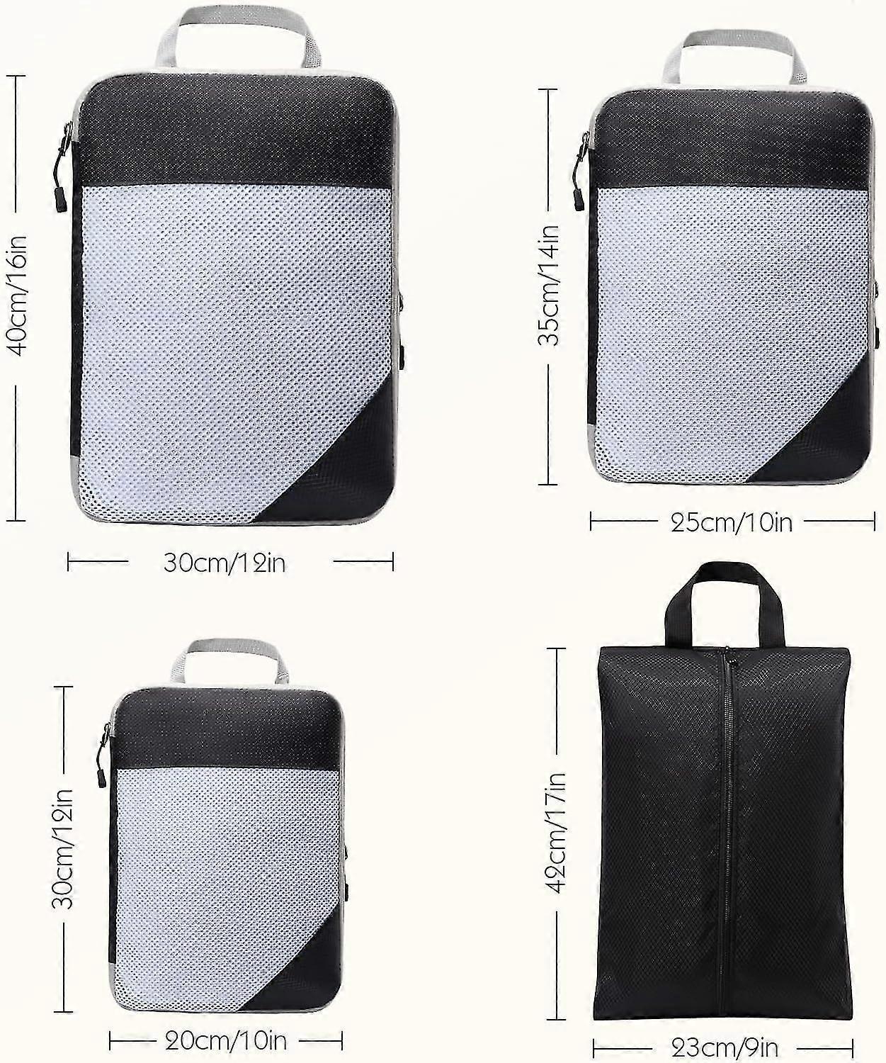 Compression Packing Cubes for Suitcase Extensible Organiser Set - Black - Image 2