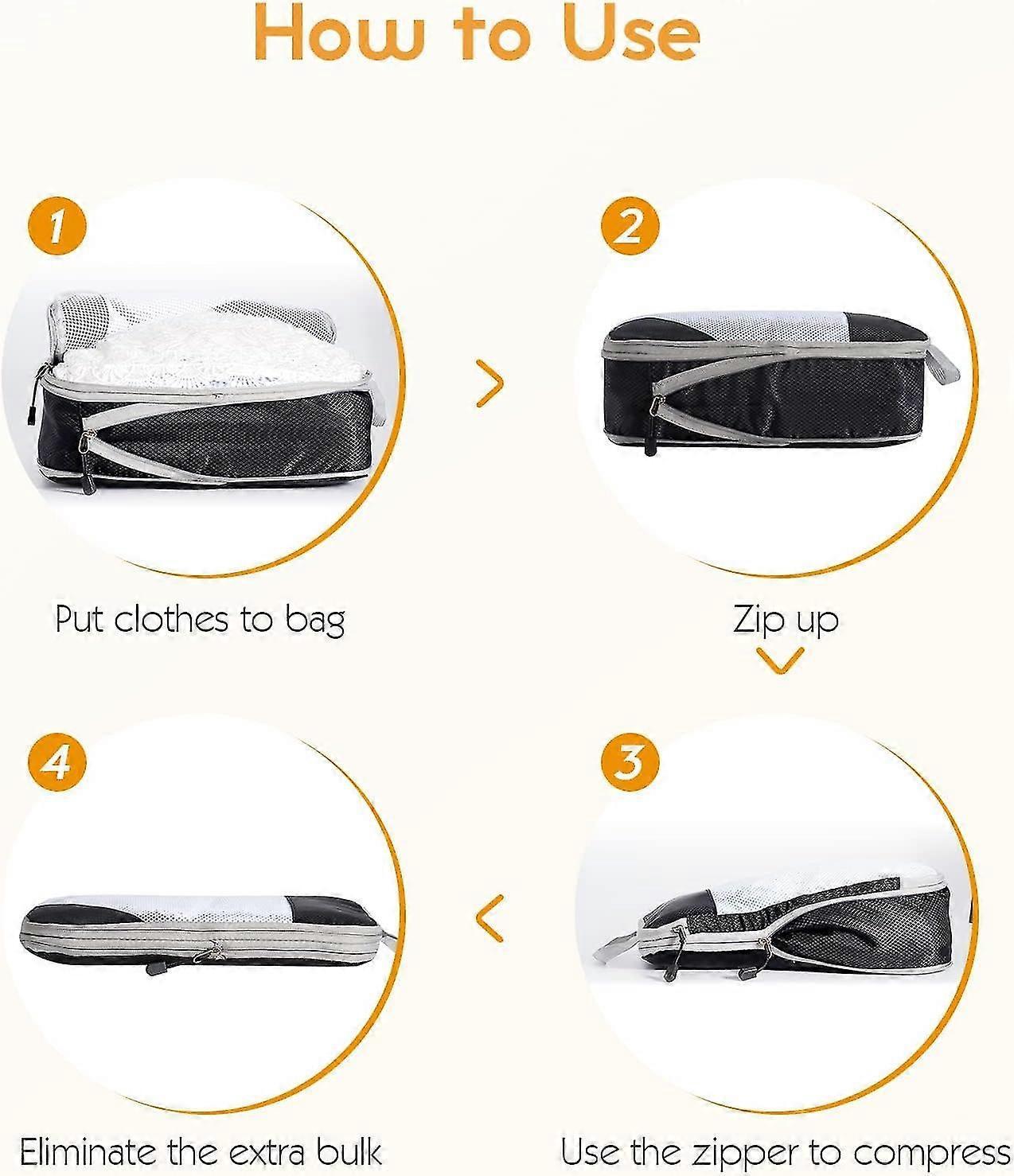 Compression Packing Cubes for Suitcase Extensible Organiser Set - Black - Image 5