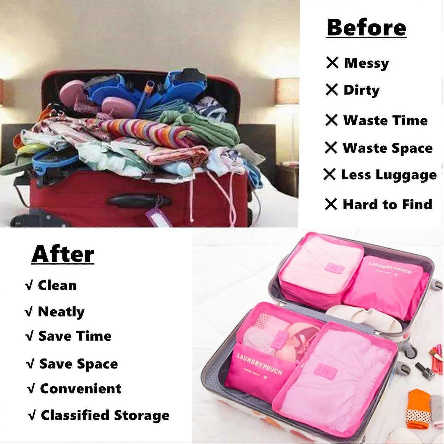 6pcs Travel Packing Cubes for Luggage Organization & Storage - Image 2