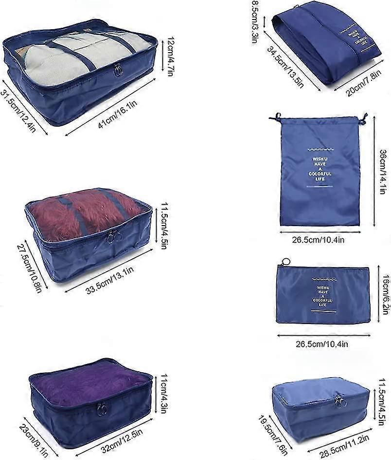 7pcs Clothes Packing Cubes Bag Set for Suitcase Storage and Organization - Image 2