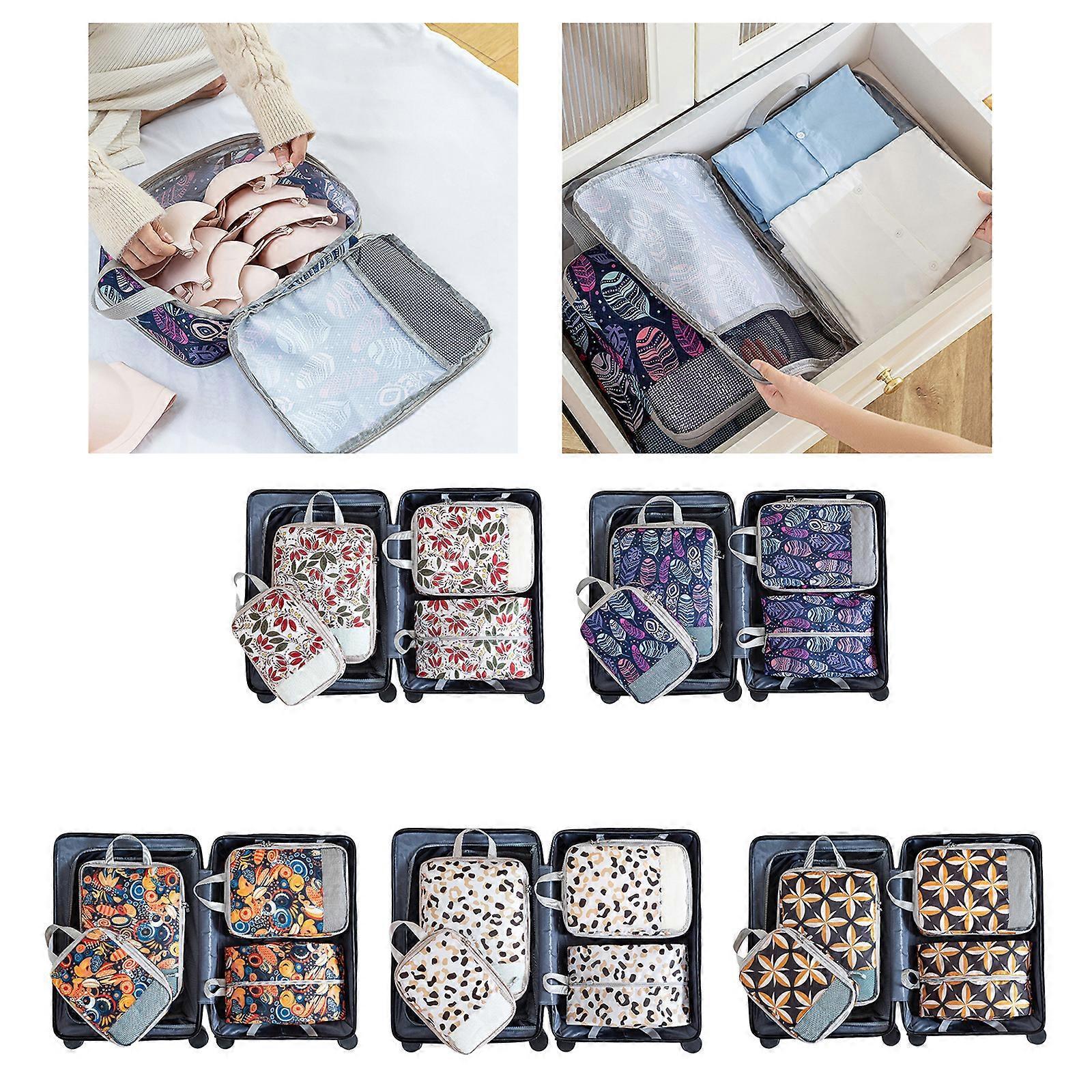 4pcs Travel & Home Packing Cubes with Printed Design for Easy Organization - Image 2