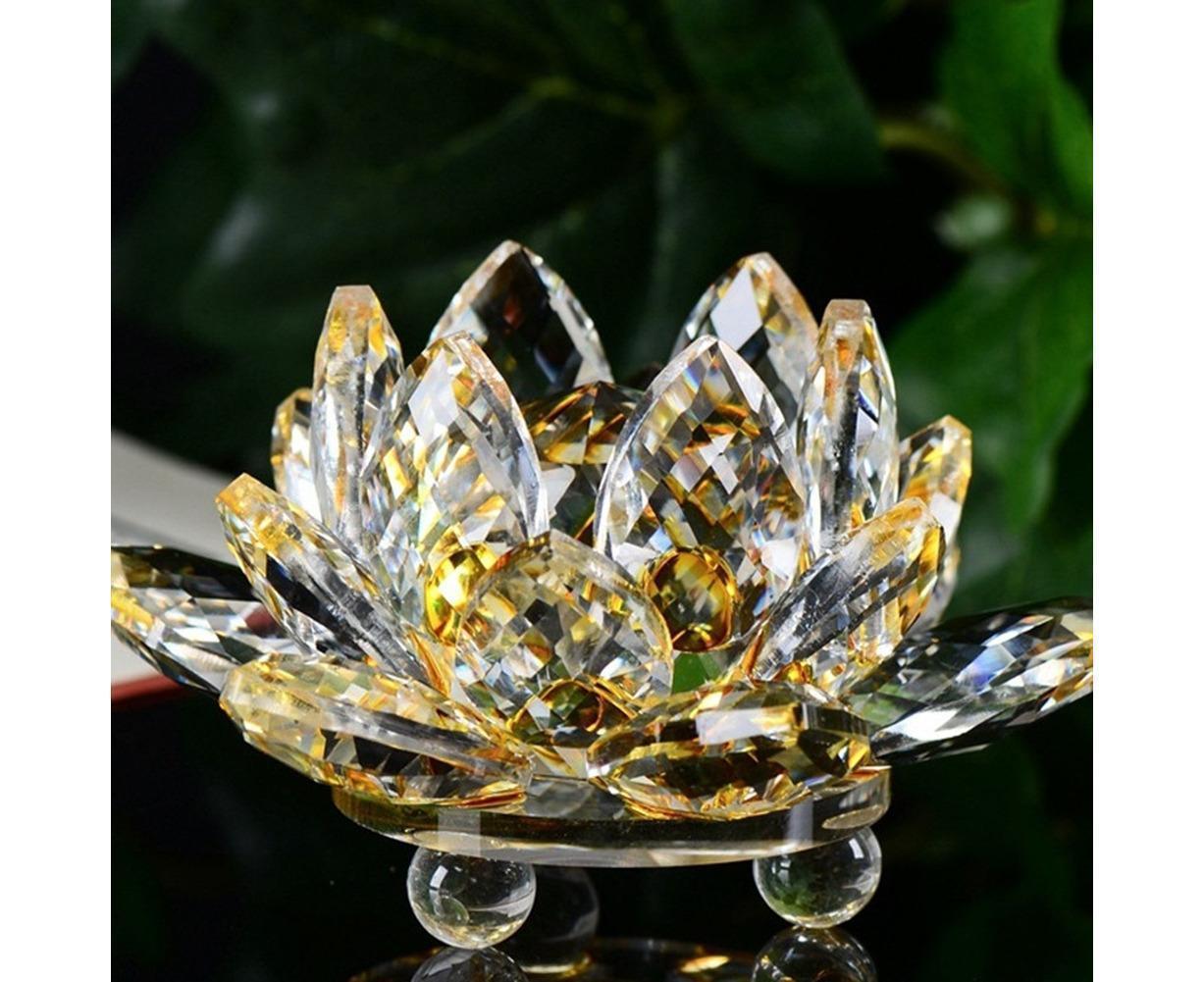 Artificial Crystal Lotus Buddhism Ornament Feng Shui Home Decor Collection Gift-Pink - Image 4
