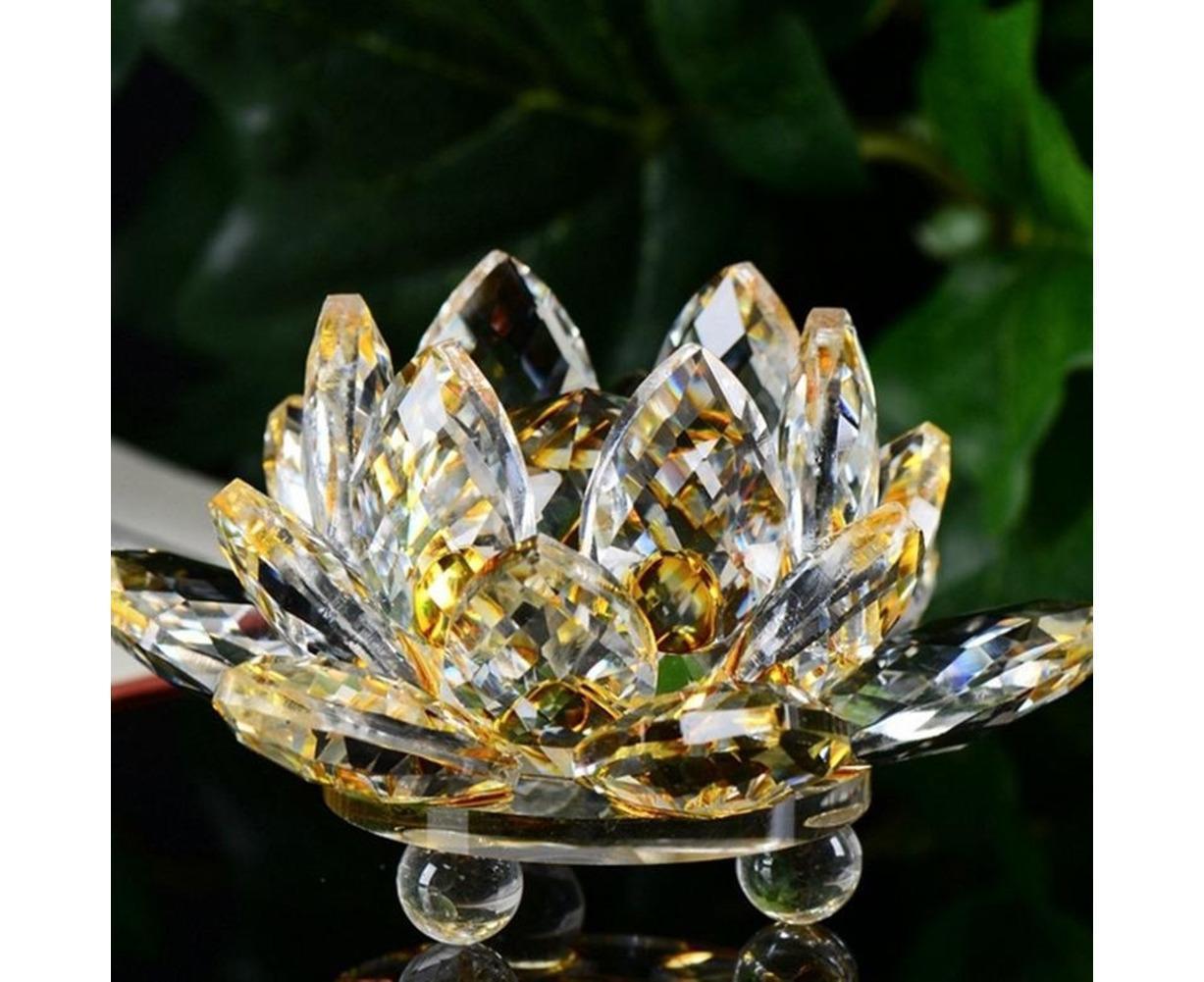 Artificial Crystal Lotus Buddhism Ornament Feng Shui Home Decor Collection Gift-Pink - Image 7