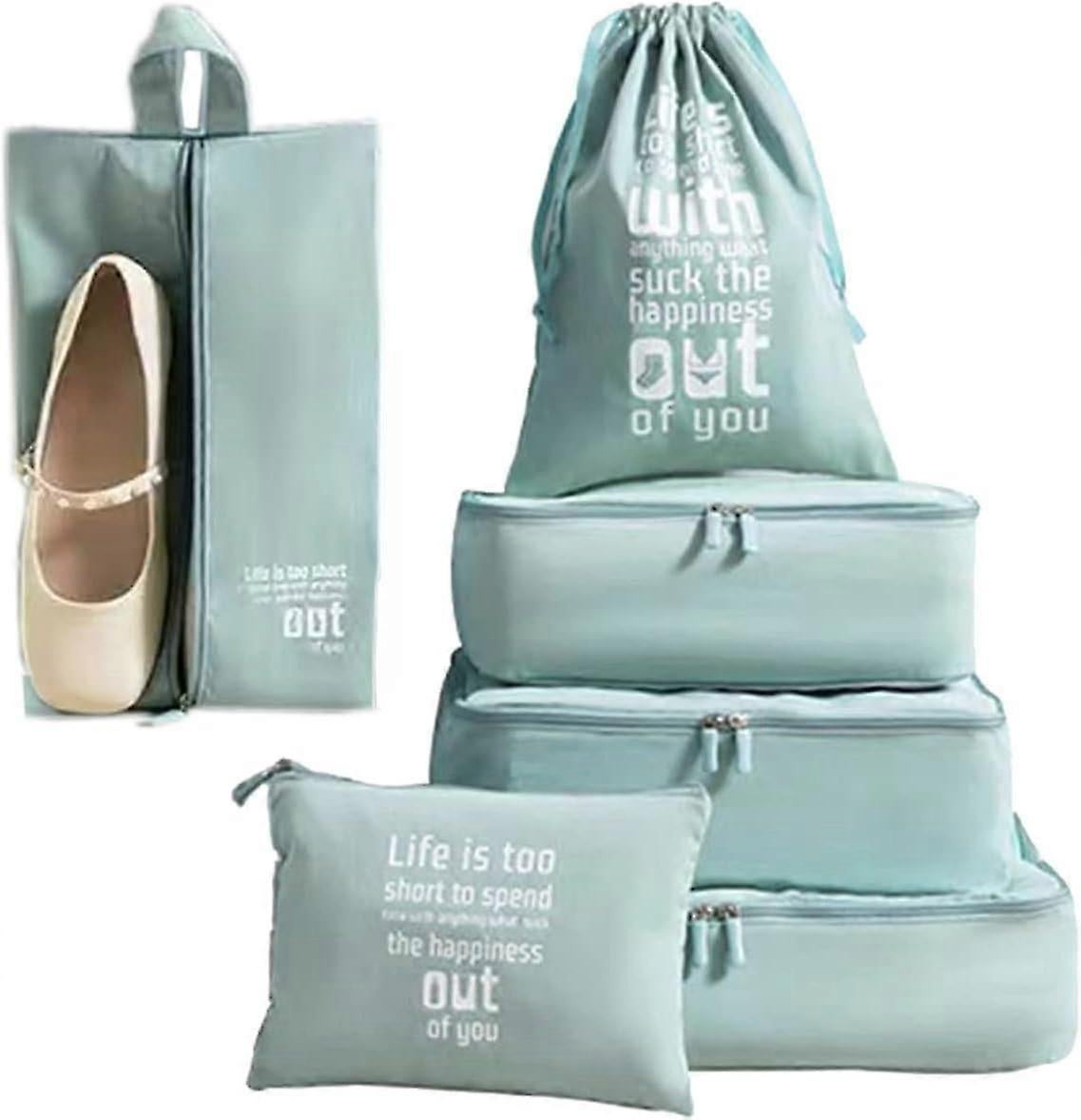 6pcs Packing Cubes for Suitcases Travel Luggage Organizer Bags - Blue - Image 1