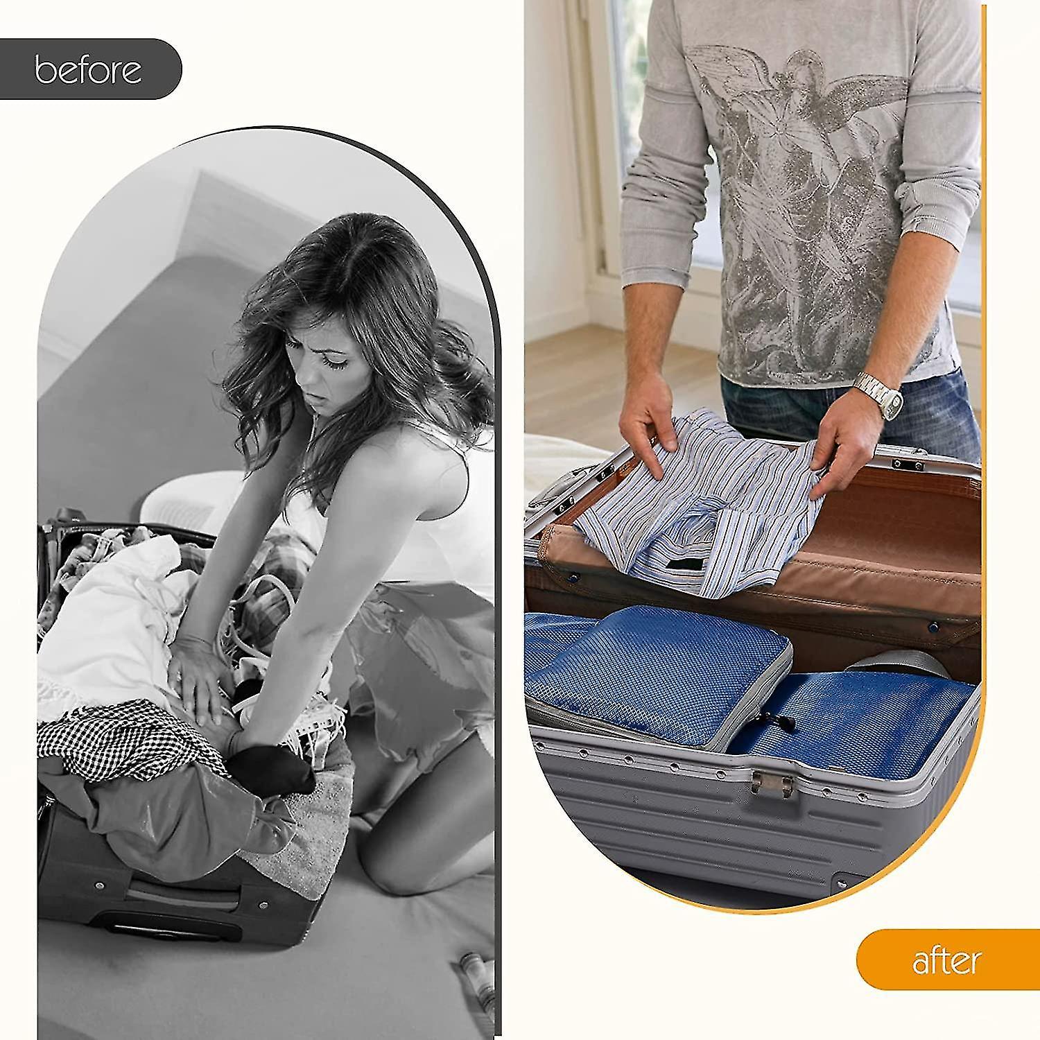 Compression Packing Cubes for Suitcases Gray Extensible Organizer Set - Image 4