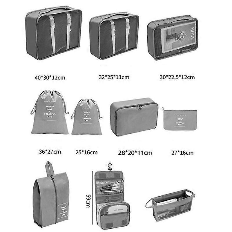 9pcs Packing Cubes Luggage Organizer Set for Travel Accessories Storage - Image 2