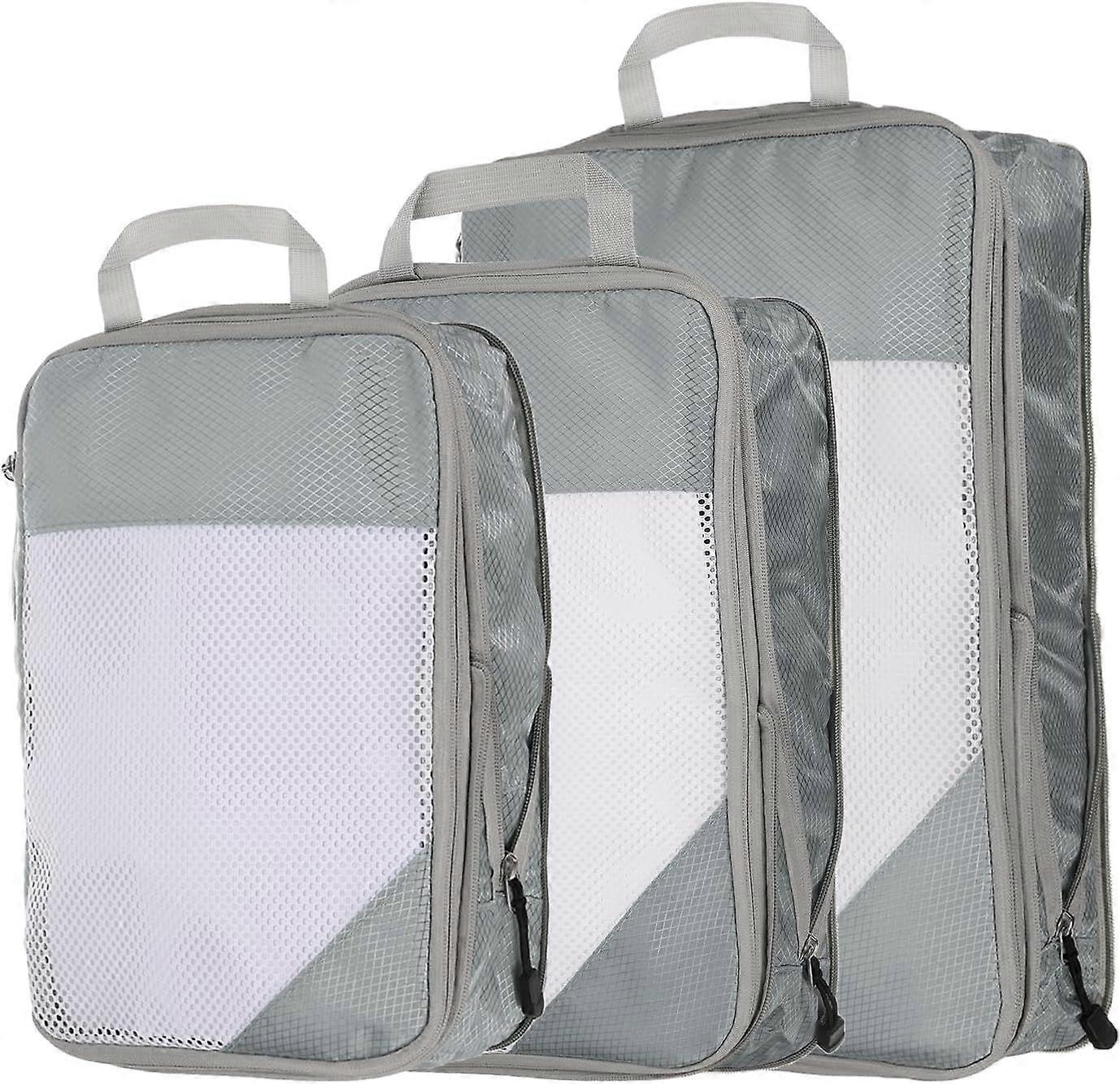 3pcs Compression Packing Cubes Lightweight Suitcase Luggage Organizers - Image 1