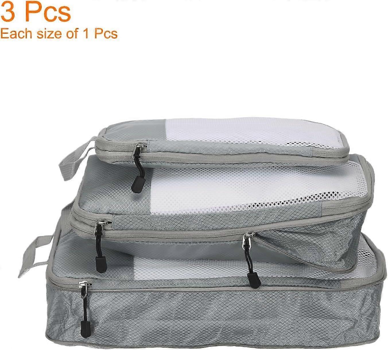 3pcs Compression Packing Cubes Lightweight Suitcase Luggage Organizers - Image 3