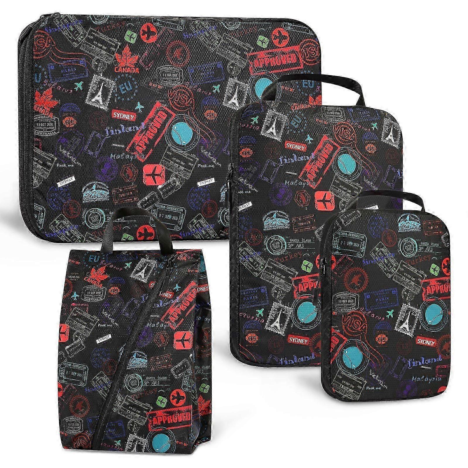 Compression Packing Cubes with Shoe Bag Foldable Luggage Storage Organizer - Image 1