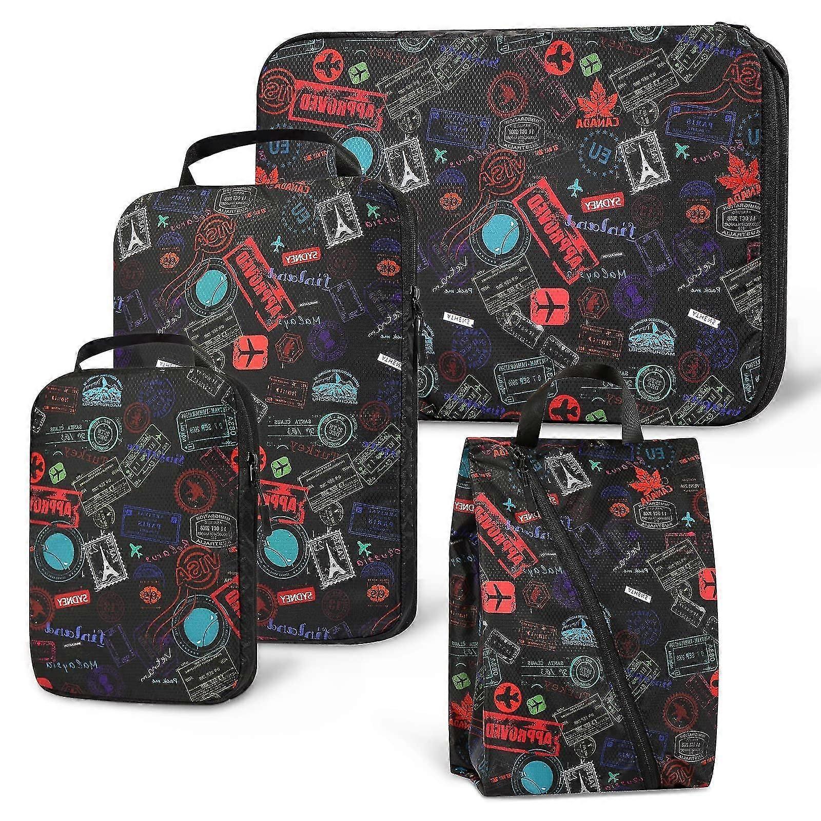 Compression Packing Cubes with Shoe Bag Foldable Luggage Storage Organizer - Image 2
