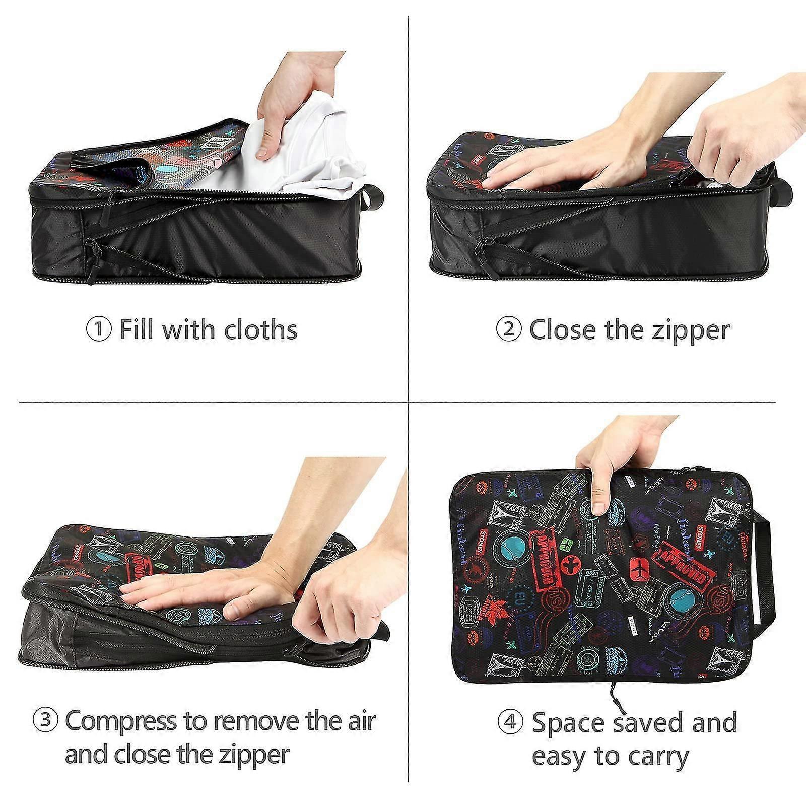 Compression Packing Cubes with Shoe Bag Foldable Luggage Storage Organizer - Image 3